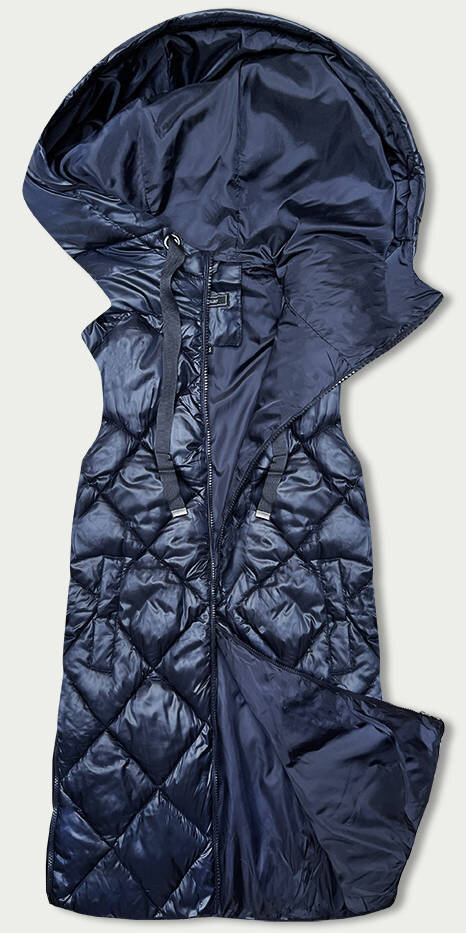 Modrá prošívaná vesta s kapucí W COLLECTION, odcienie niebieskiego S (36) i392_22400-46