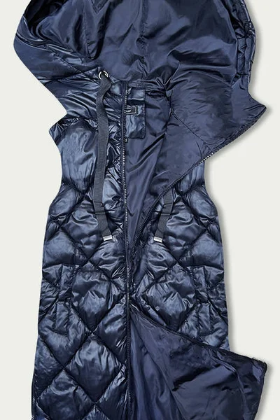 Modrá prošívaná vesta s kapucí W COLLECTION