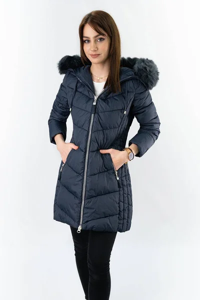 Zimní bunda pro ženy Modrá Příjemně Teplá Libland