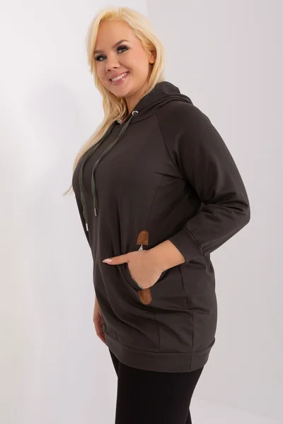 Dámská khaki plus size mikina s kapsami Fashionhunters