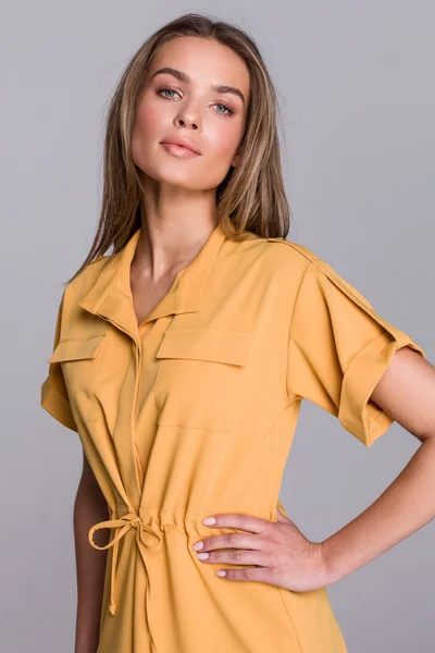 Dámské košilové šaty Yellow 2HX - Stylove