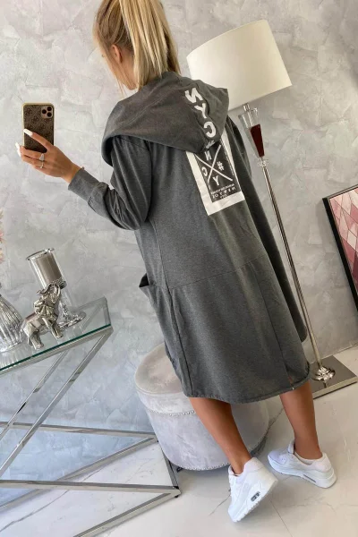 Dámská oversize pláštěnka s kapucí K-Fashion v grafitové