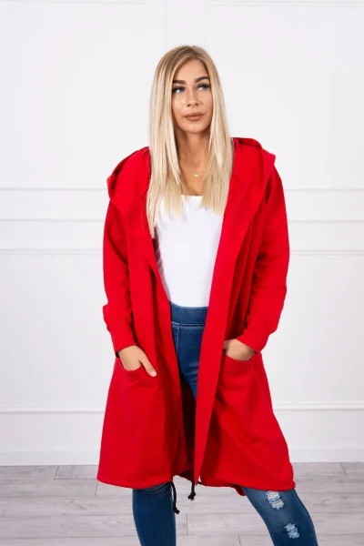 Dámská oversize pláštěnka s kapucí červená K-Fashion