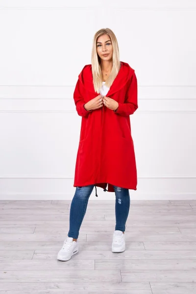 Dámská oversize pláštěnka s kapucí červená K-Fashion