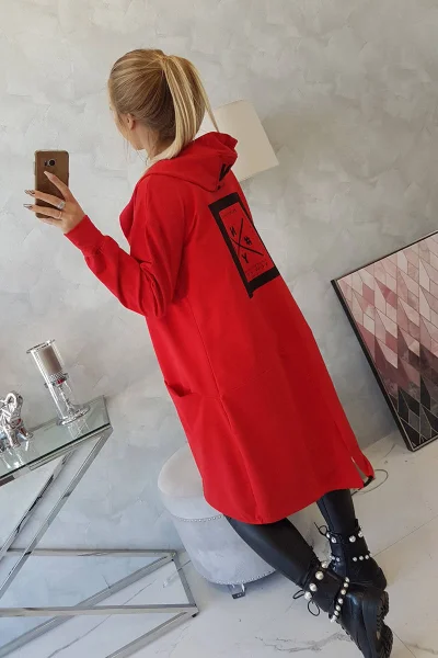 Dámská oversize pláštěnka s kapucí červená K-Fashion