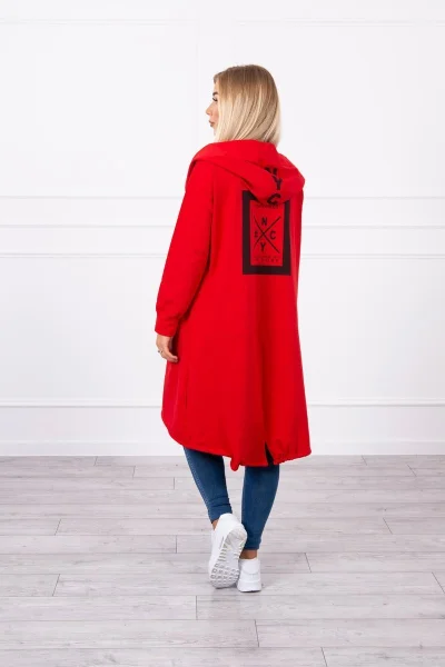 Dámská oversize pláštěnka s kapucí červená K-Fashion