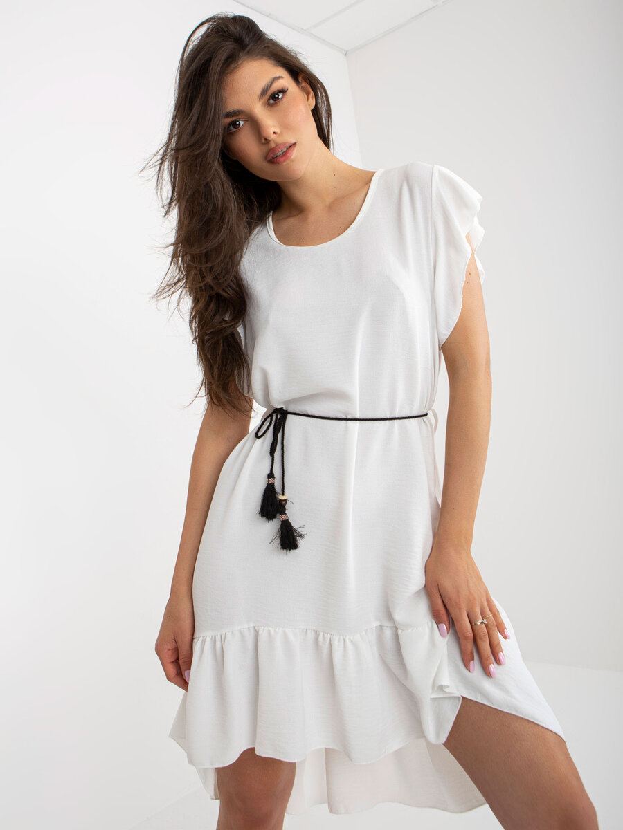 Krémové dámské šaty s krajkou a volánky od značky FPrice, jedna velikost i523_2016103392414