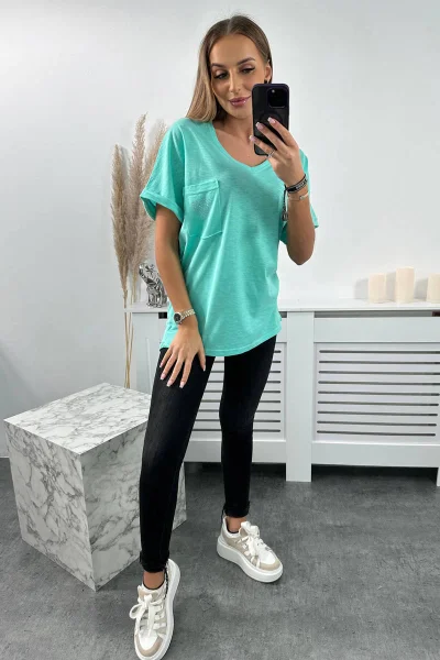 Dámská bavlněná halenka s kapsou mint od K-Fashion