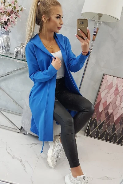 Dámská chrpově modrá oversize bunda K-Fashion s potiskem