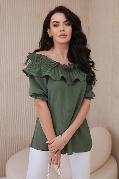 Khaki Halenka s Volánem K-Fashion