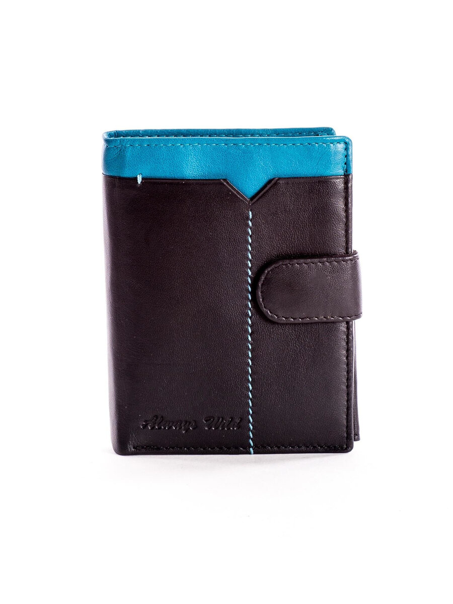 Černá kožená peněženka pro muže s modrou kostkou FPrice, jedna velikost i523_2016101380833