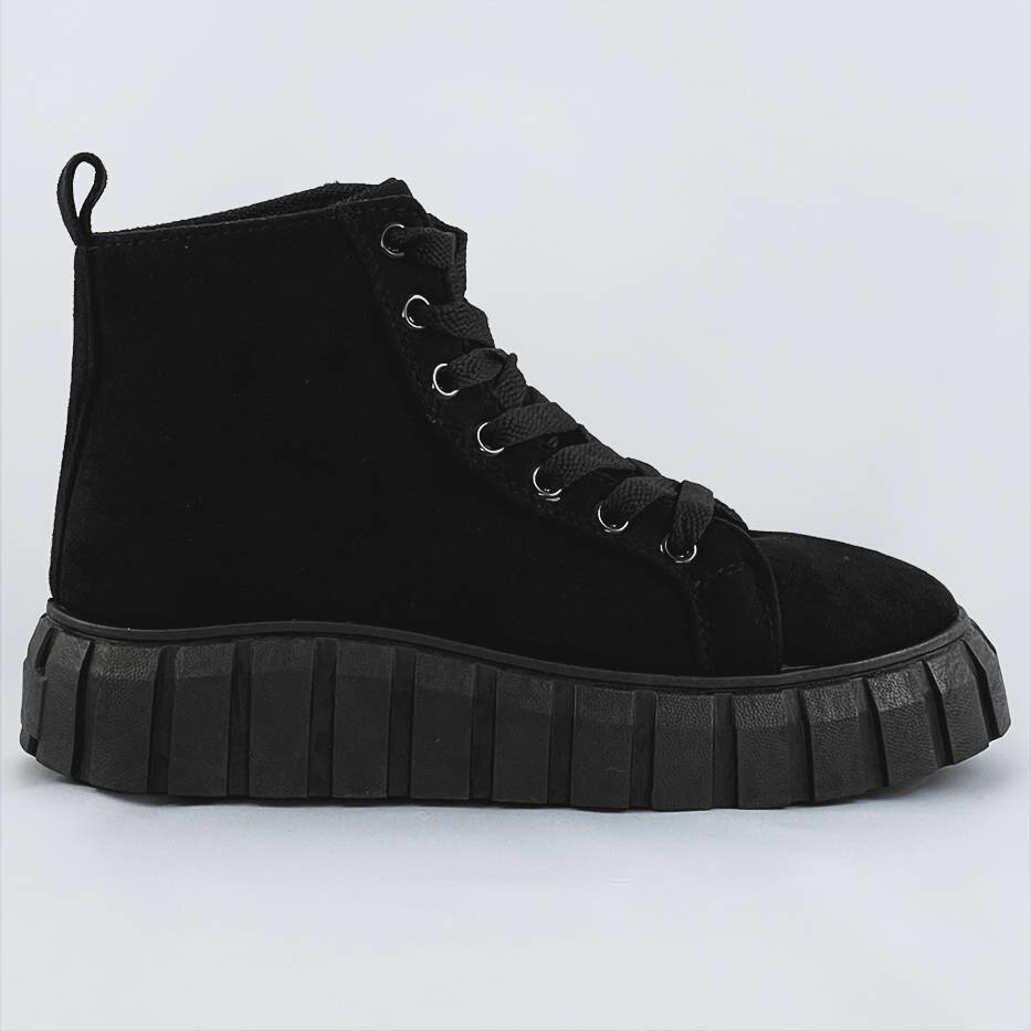 Dámské černé šněrovací boty z imitace semiše W840S1 VIA GIULIA, odcienie czerni XL (42) i392_19797-B