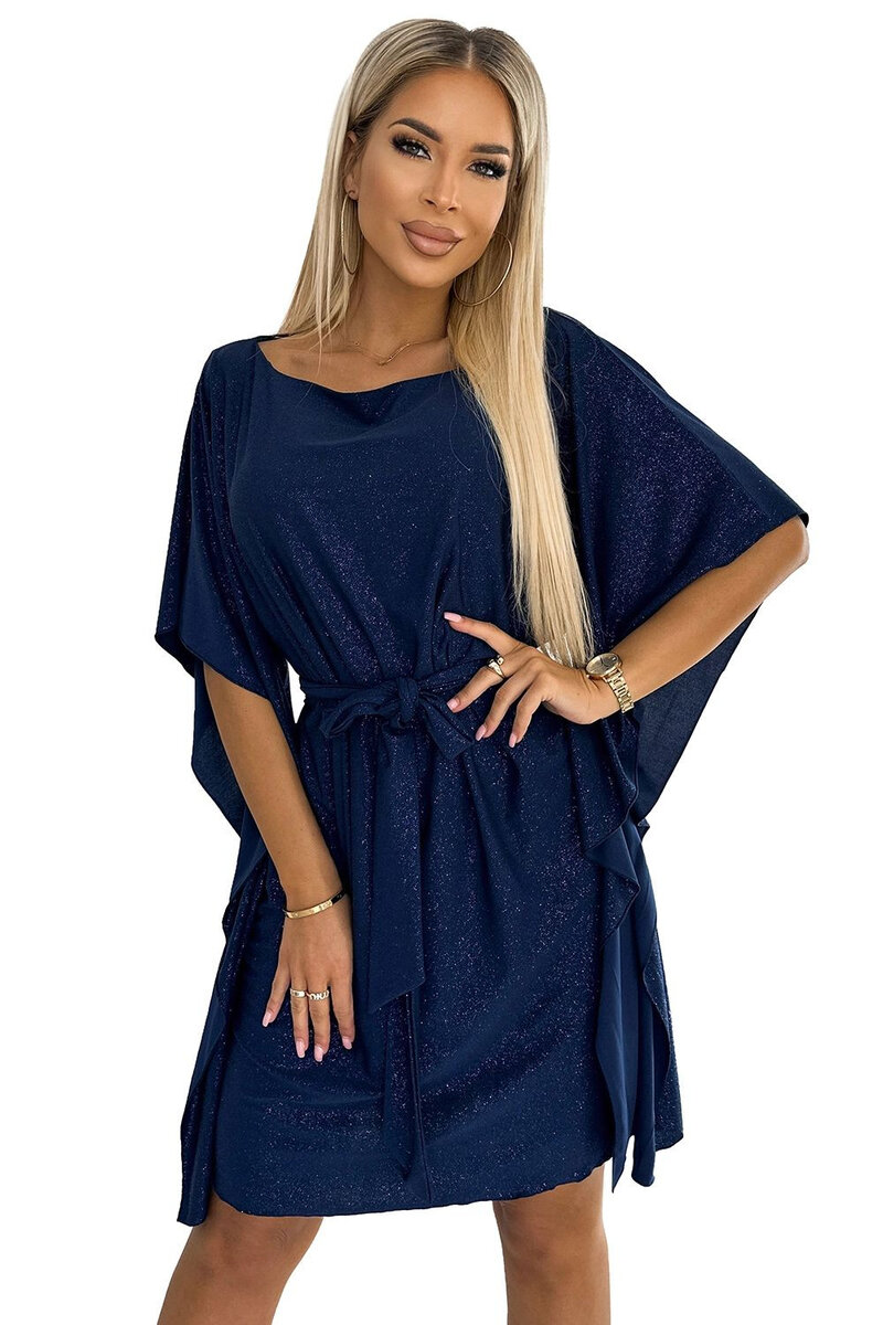 Motýlové dámské šaty v tmavě modré barvě - SOFIA NUMOCO, tmavě modrá L/XL i41_9999933244_2:tmavě modrá_3:L/XL_
