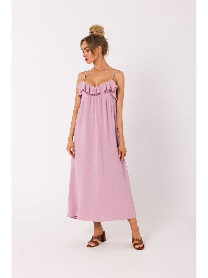 Dámské letní šaty s volánkem - růžové Moe, EU M i529_1152943710665965632