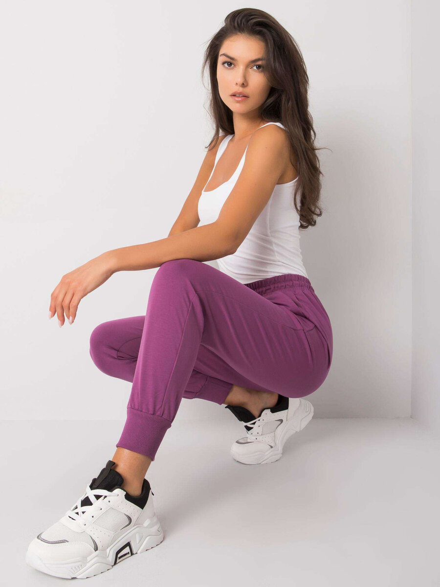 Tmavě fialové dámské bavlněné kalhoty FPrice, L/XL i523_2016103022434