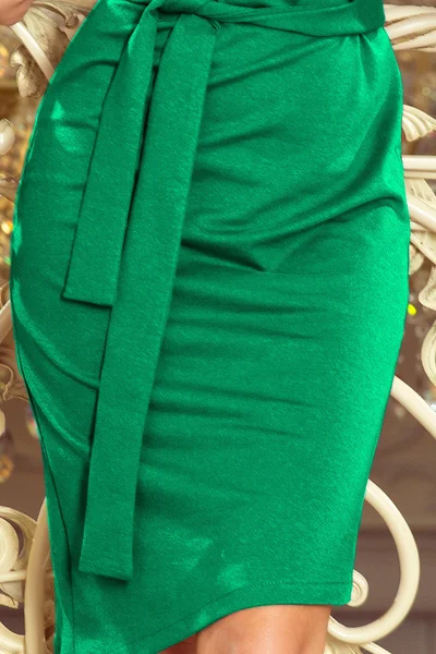 ROXI - Zelené dámské šaty s asymetrickou spodní částí a páskem 1 model 64629