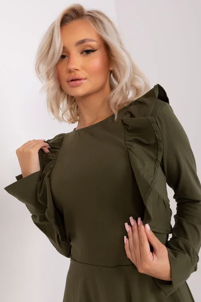 Ležérní dámské khaki bavlněné šaty Fashionhunters