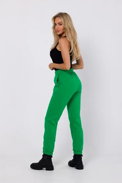 Zelené Jogger Kalhoty s Prošíváním - Moe