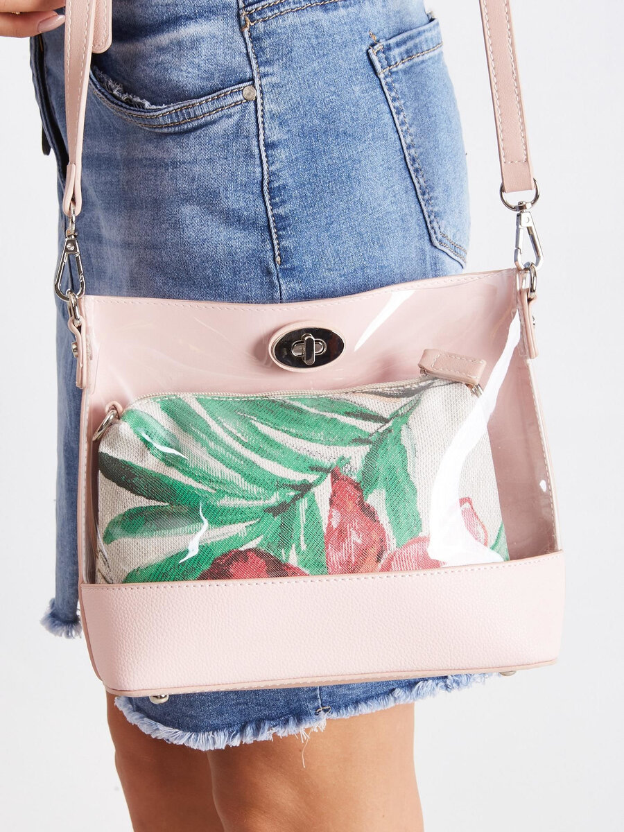 Světle růžová kabelka s kosmetickou taškou FPrice, jedna velikost i523_2016102189381