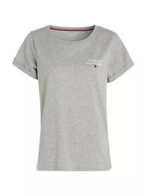 Šedé dámské tričko s logem - Pohodlné tričko od Tommy Hilfiger, XS i652_UW0UW04525P61001