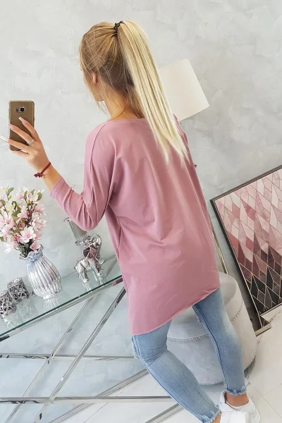 Oversize halenka s duhovými rty tmavě růžová K-Fashion