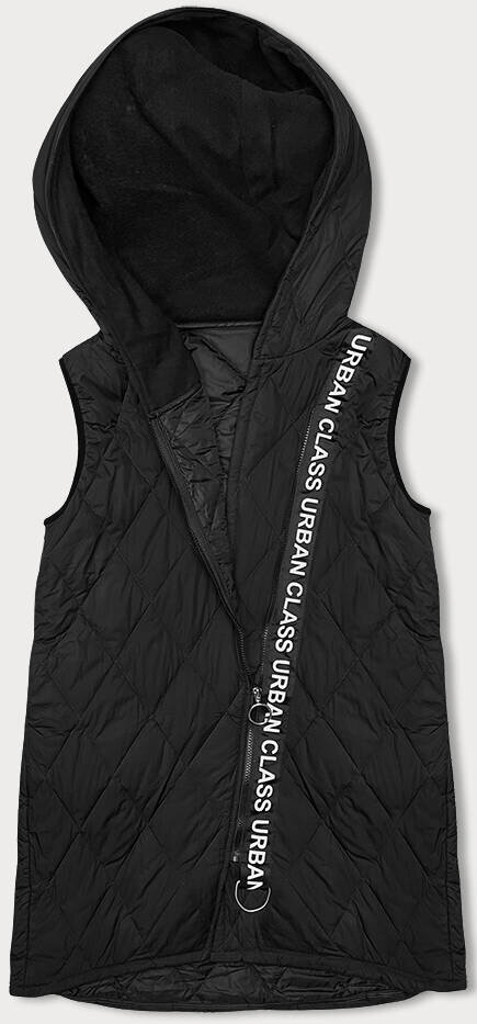 Černá dámská péřová vesta s kapucí J.STYLE, odcienie czerni 48 i392_22770-27