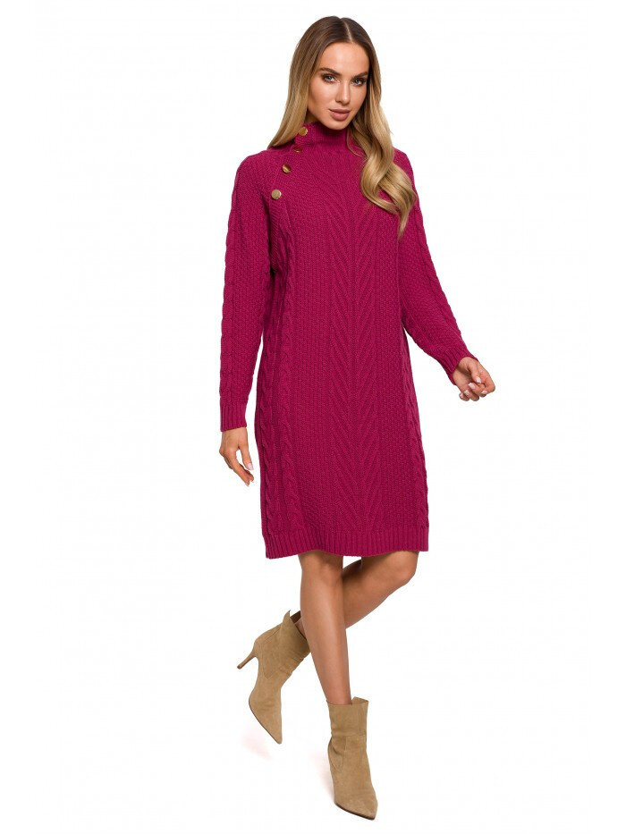 Dámské 1Z0P Svetrové šaty s vysokým límcem - růžové Moe, EU L/XL i529_7493954595530257408