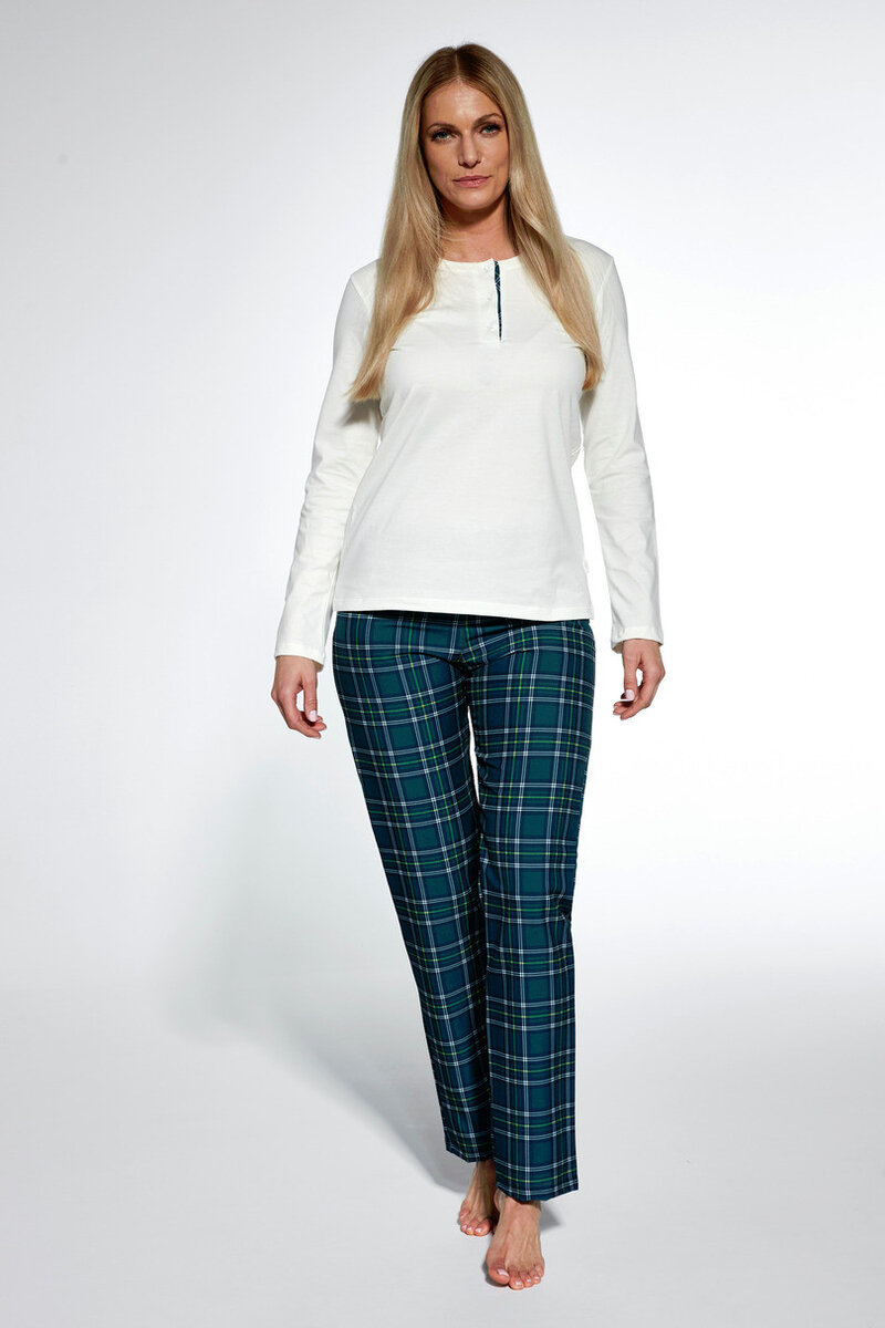 Kostkované pohodlné pyžamo Cornette pro ženy, ecri XXL i170_PD-763-XXL-000004-350