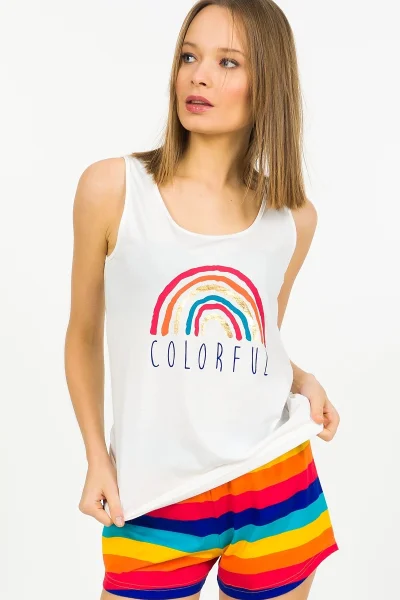 Pyžamo pro ženy šortky na ramínka Colorful Vienetta