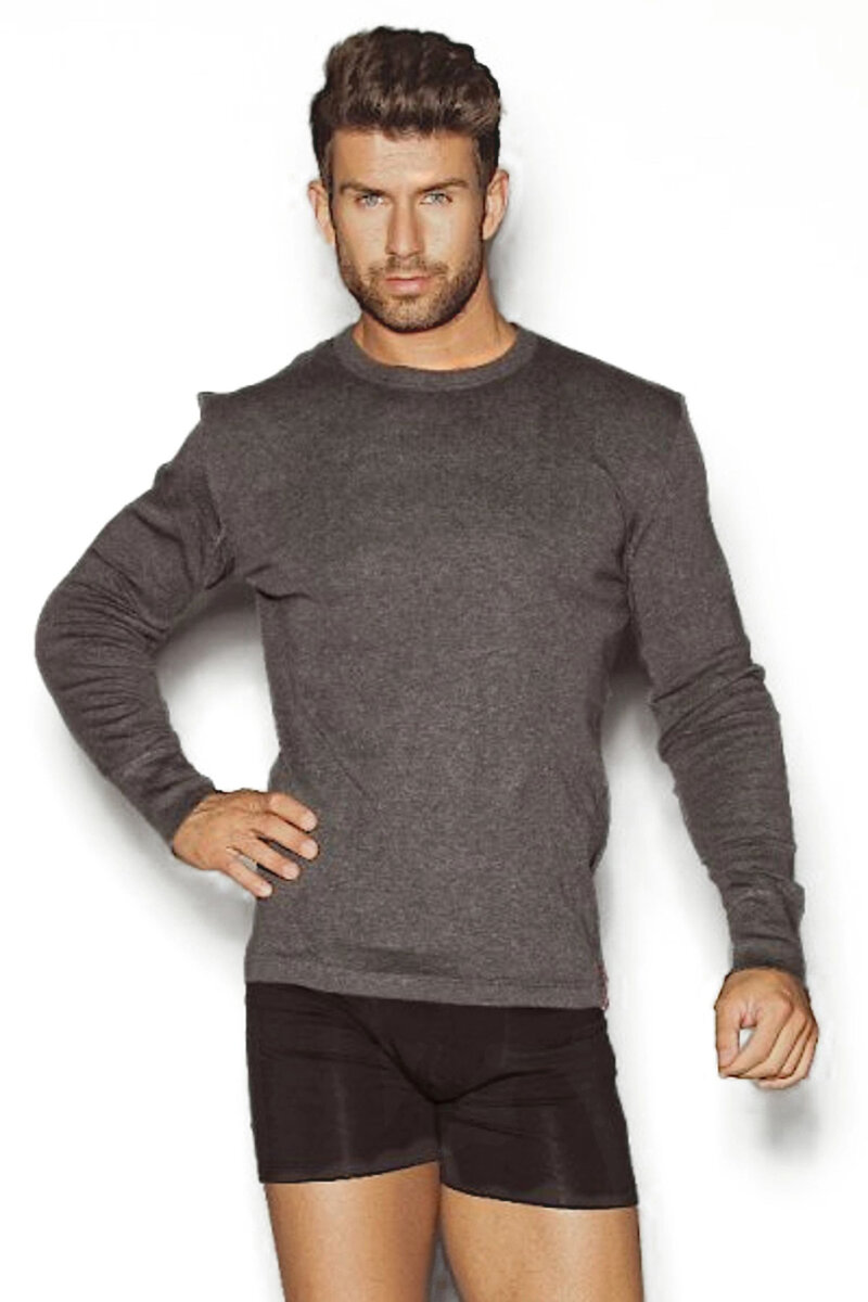 Melanžové pánské tričko Henderson - Kvalitní bavlna - dlouhé rukávy, melanž M i41_76545_2:melanž_3:M_