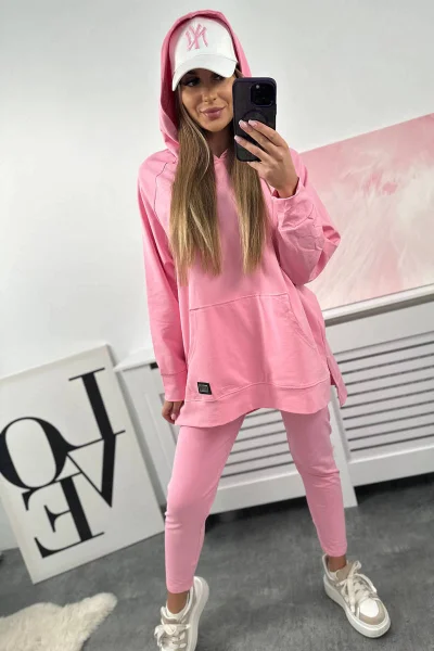 Světle růžová sada mikiny a legín K-Fashion