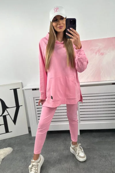 Světle růžová sada mikiny a legín K-Fashion