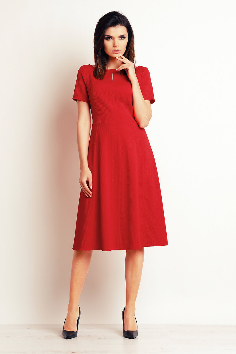 Krátké červené šaty - Stylizovaná Elegance, S i10_P68751_2:92_