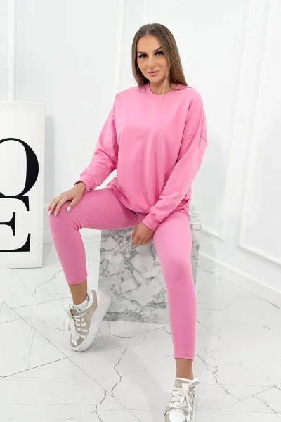 Dámská světle růžová mikina a legíny K-Fashion set