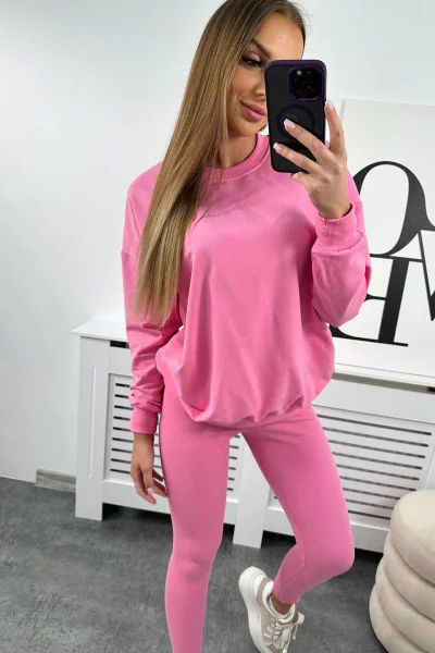 Dámská světle růžová mikina a legíny K-Fashion set