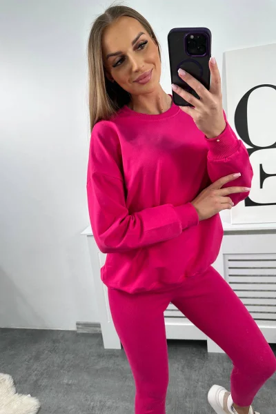 Dámský fuchsiový set mikina a legíny K-Fashion