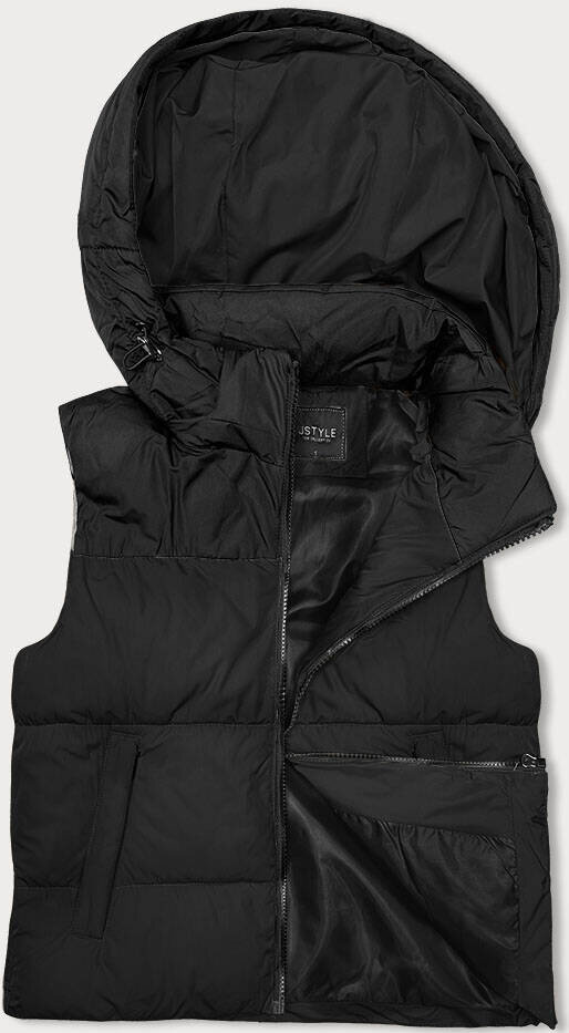 Černá péřová vesta s kapucí od J.STYLE, odcienie czerni XL (42) i392_22871-53