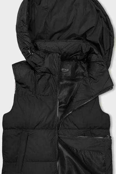 Černá péřová vesta s kapucí od J.STYLE