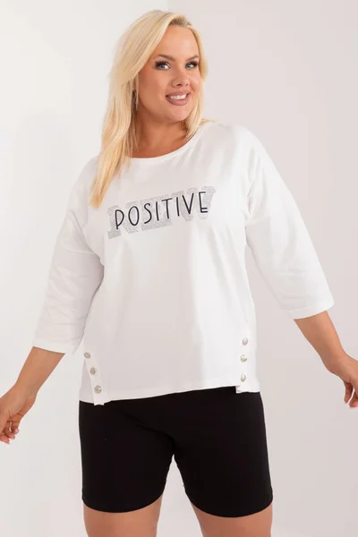 Ecru plus size halenka Fashionhunters s nápisem