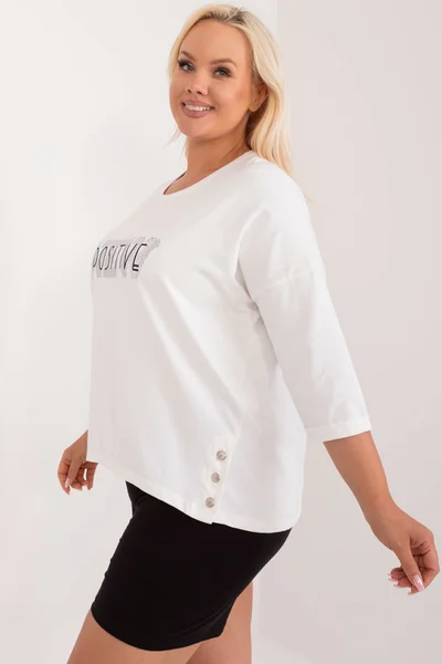 Ecru plus size halenka Fashionhunters s nápisem