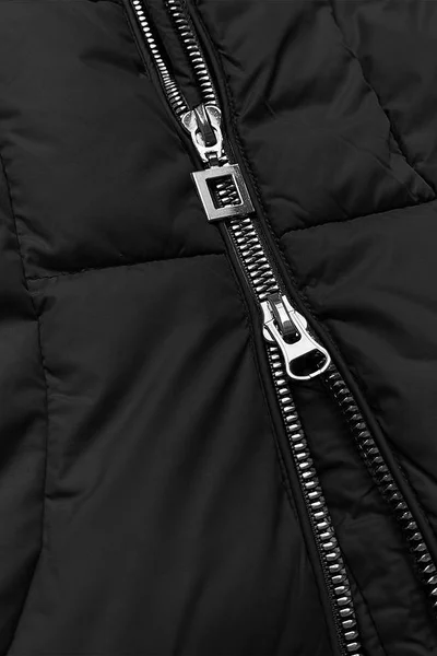 Zimní bunda s kapucí a kožešinou pro ženy - Černá Libland
