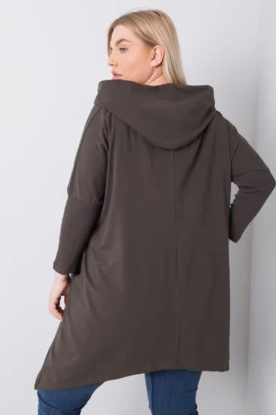 Khaki dámská plus size mikina s potiskem - Fashionhunters