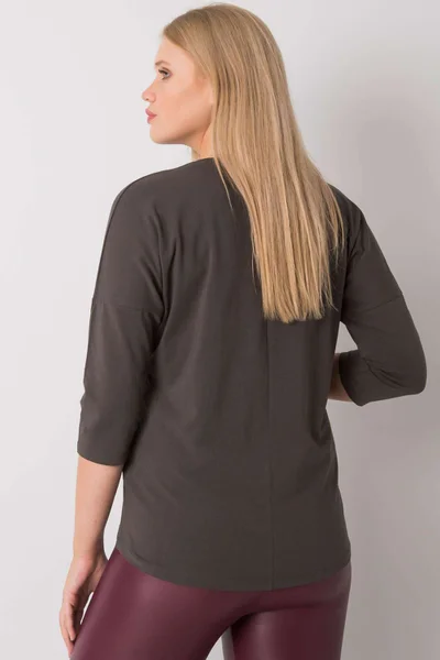 Dámská khaki halenka plus size s potiskem Fashionhunters