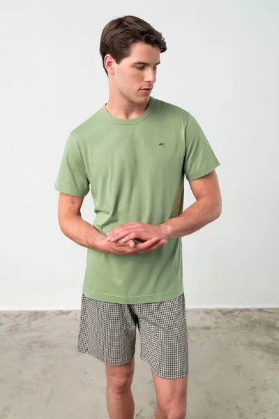 Zelené mřížkové pyžamo pro muže Vamp