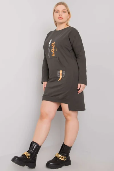 Dámské khaki mikinové šaty Akira plus size Fashionhunters