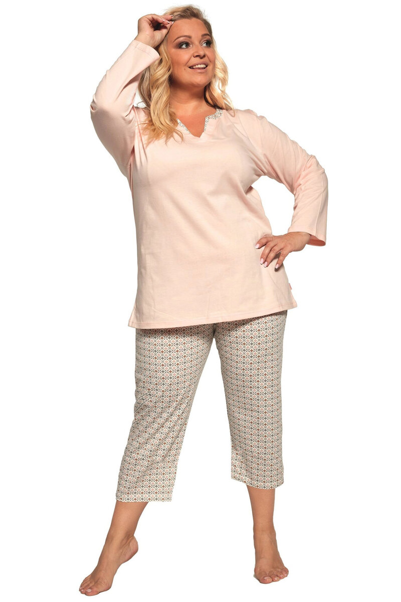 Lososové pyžamo pro ženy Cindy Plus od Cornette, lososová 3XL i41_9999932674_2:lososová_3:3XL_