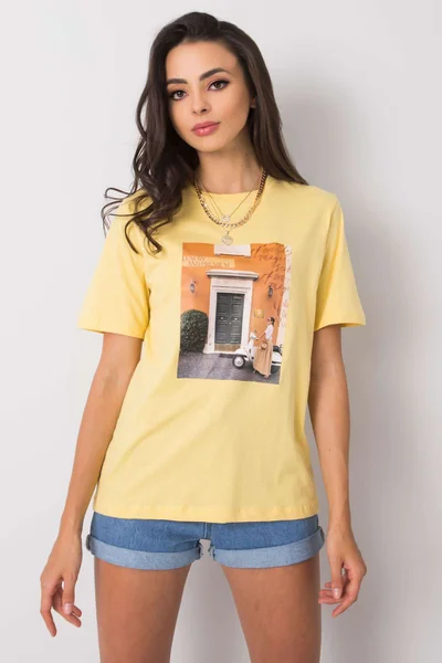 Dámské žluté tričko s módním potiskem FPrice