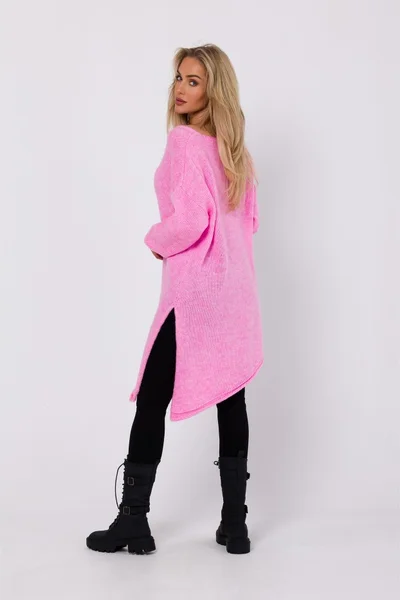 Růžový tunikový svetr Moe - uvolněný střih