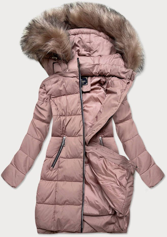 Zimní růžová prošívaná bunda s kapucí pro ženy Libland, odcienie różu S (36) i392_10894-46