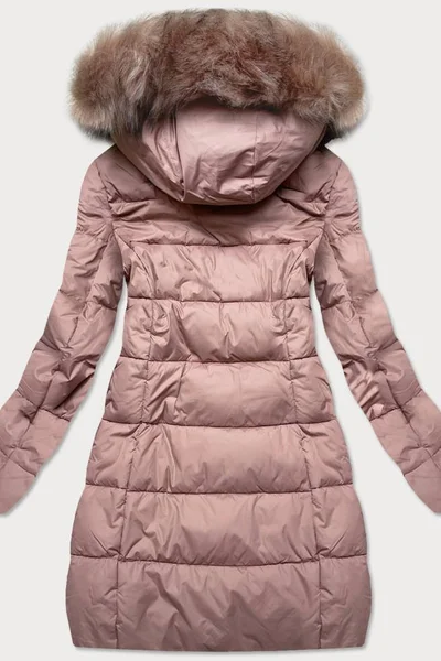 Zimní růžová prošívaná bunda s kapucí pro ženy Libland